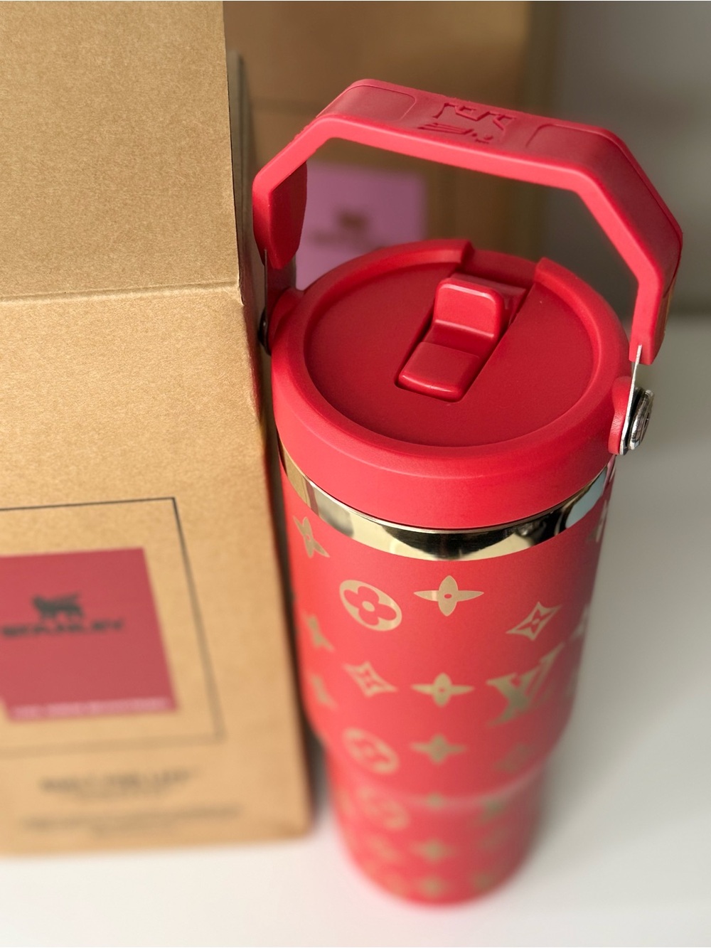New! Stanley x Red Tumbler with Gold Monogram 30 oz - Picture 4 of 7